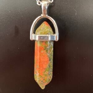 Pretty Unakite Point Necklace - #3